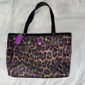 Cheetah print coach mini tote